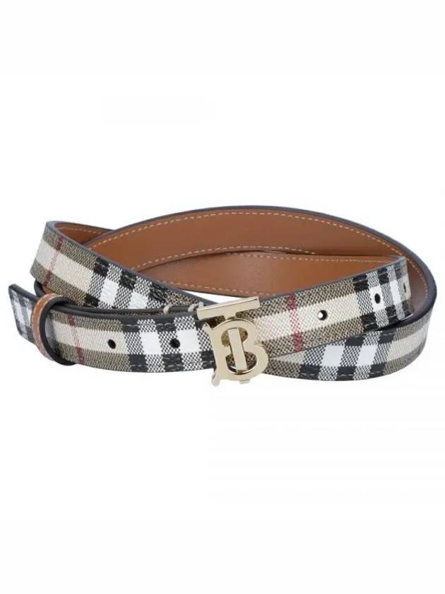 Burberry Plaid Check Pattern Leather Belt Beige