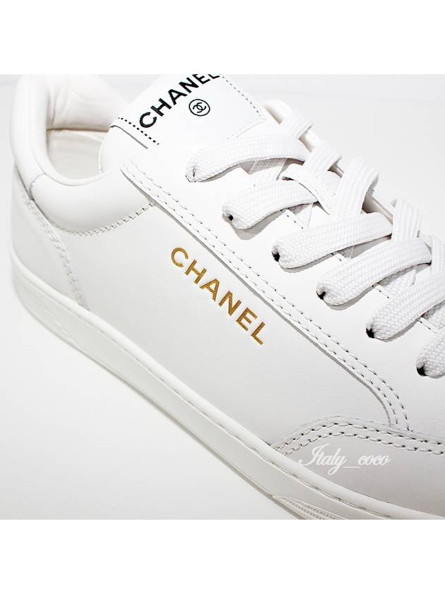 Logo Calfskin Low Top Sneakers White Chanel