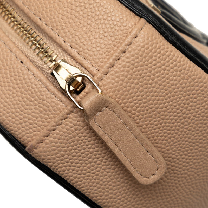 Top Quality Chanel Cocomark CC Figure rounded sliding chain shoulder bag beige black caviar s ladies CHANEL