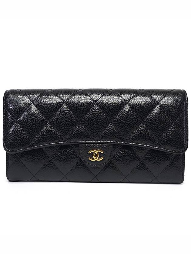 AP0241 Caviar Skin Gold Logo Classic Flap Long Wallet Chanel
