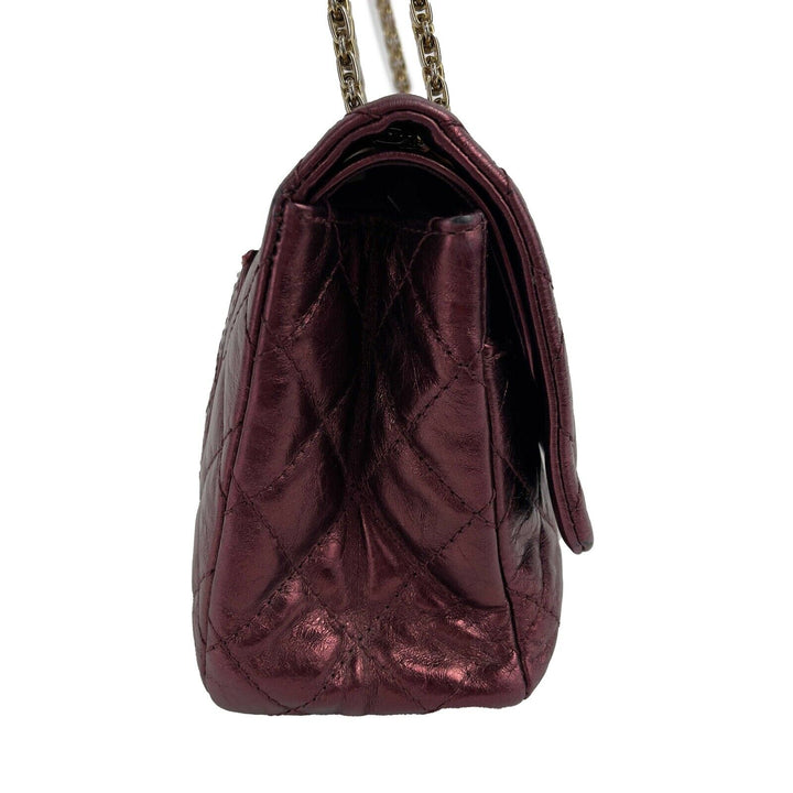 Chanel - Metallic Quilted Calfskin 2.55 Reissue 227 Double New - Maroon