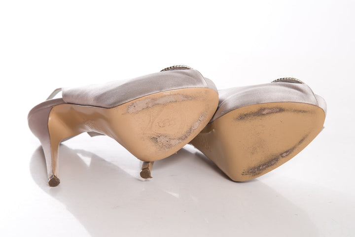 Francesco Russo Silver Platform Slingbacks SZ 39
