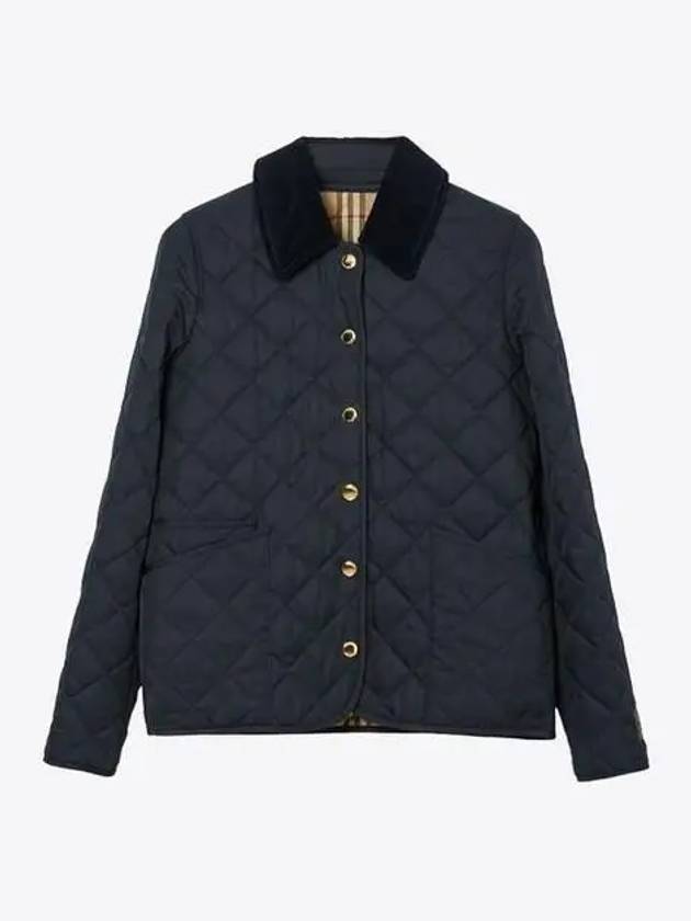 Burberry Corduroy Collar Quilted Jacket Dark Blue