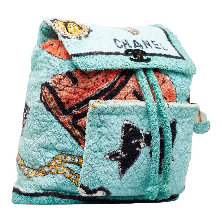 Top Quality Chanel Pillage Rucksack Backpack Green Multicolor Cotton Lady Chanel