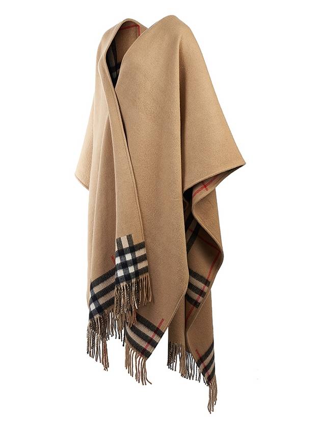 Burberry Reversible Check Wool Cashmere Cape Beige
