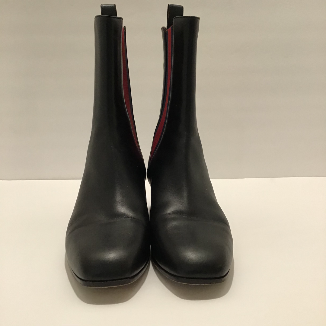 Gucci Black Booties w/Navy & Red Stripe Sz 37 (7)