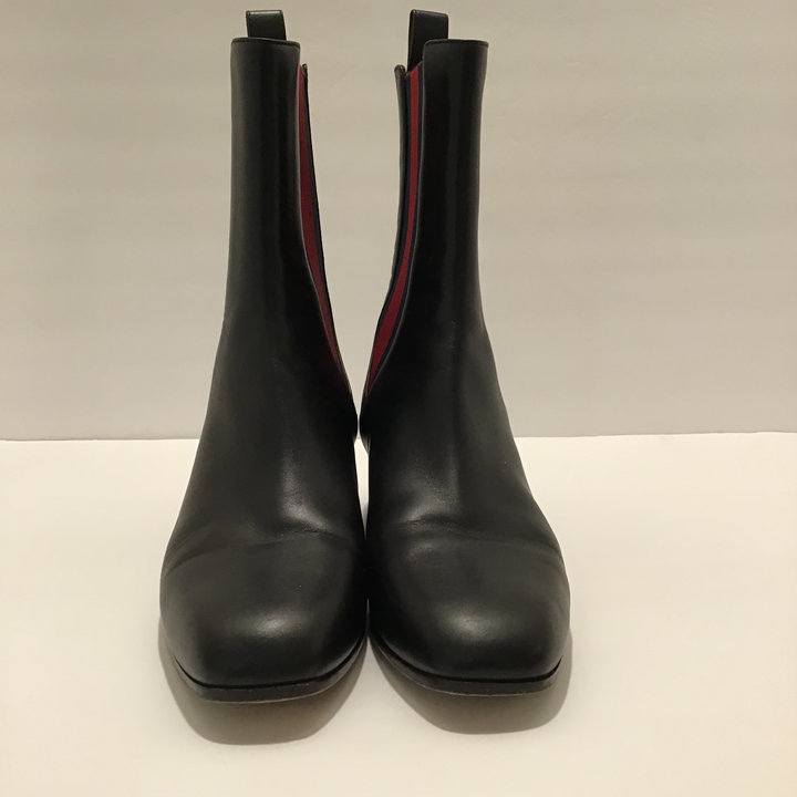 Gucci Black Booties w/Navy & Red Stripe Sz 37 (7)