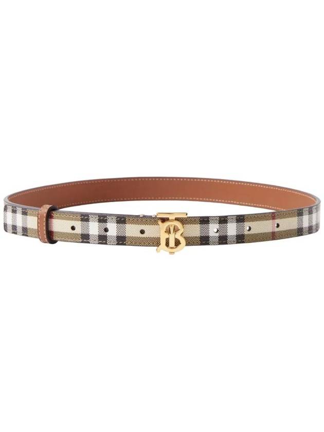 Burberry Plaid Check Pattern Leather Belt Beige