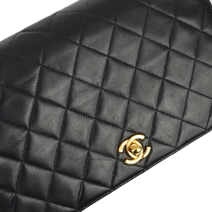 Top Quality Chanel 2000-2001 Black Lambskin Turnlock Small Full Flap Bag