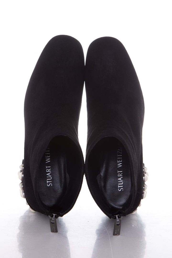Stuart Weitzman Black Suede & Pearl Bacari Boots SZ 5.5