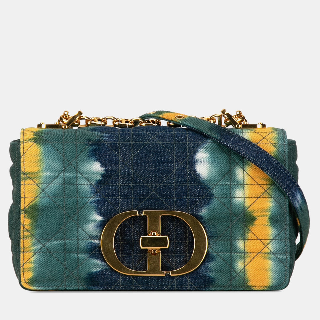 Top quality Dior Green/Blue Denim Small Tie-Dye Cannage Caro Shoulder Bag