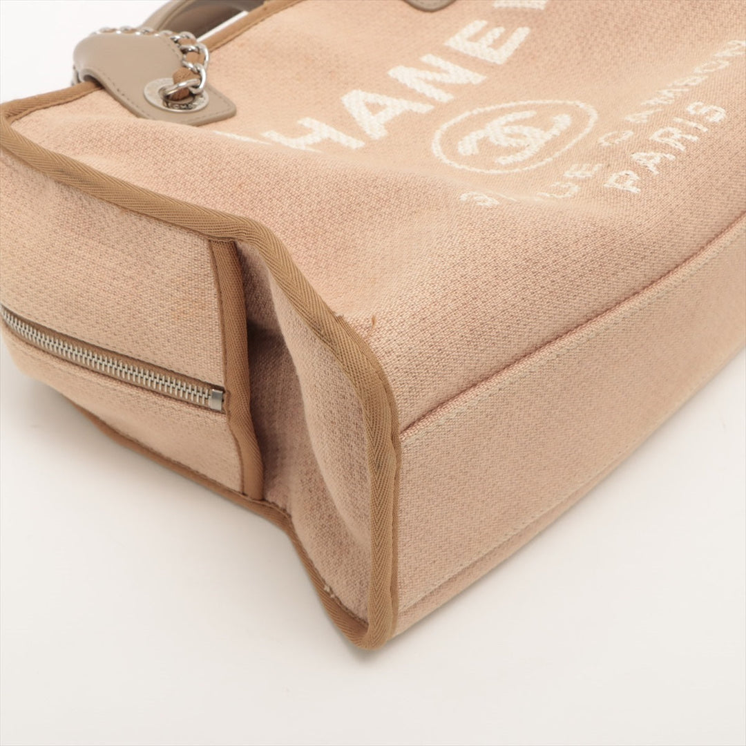 Top Quality Chanel Deauville Canvas x Leather 2WAY Handbag Beige Silver  20th