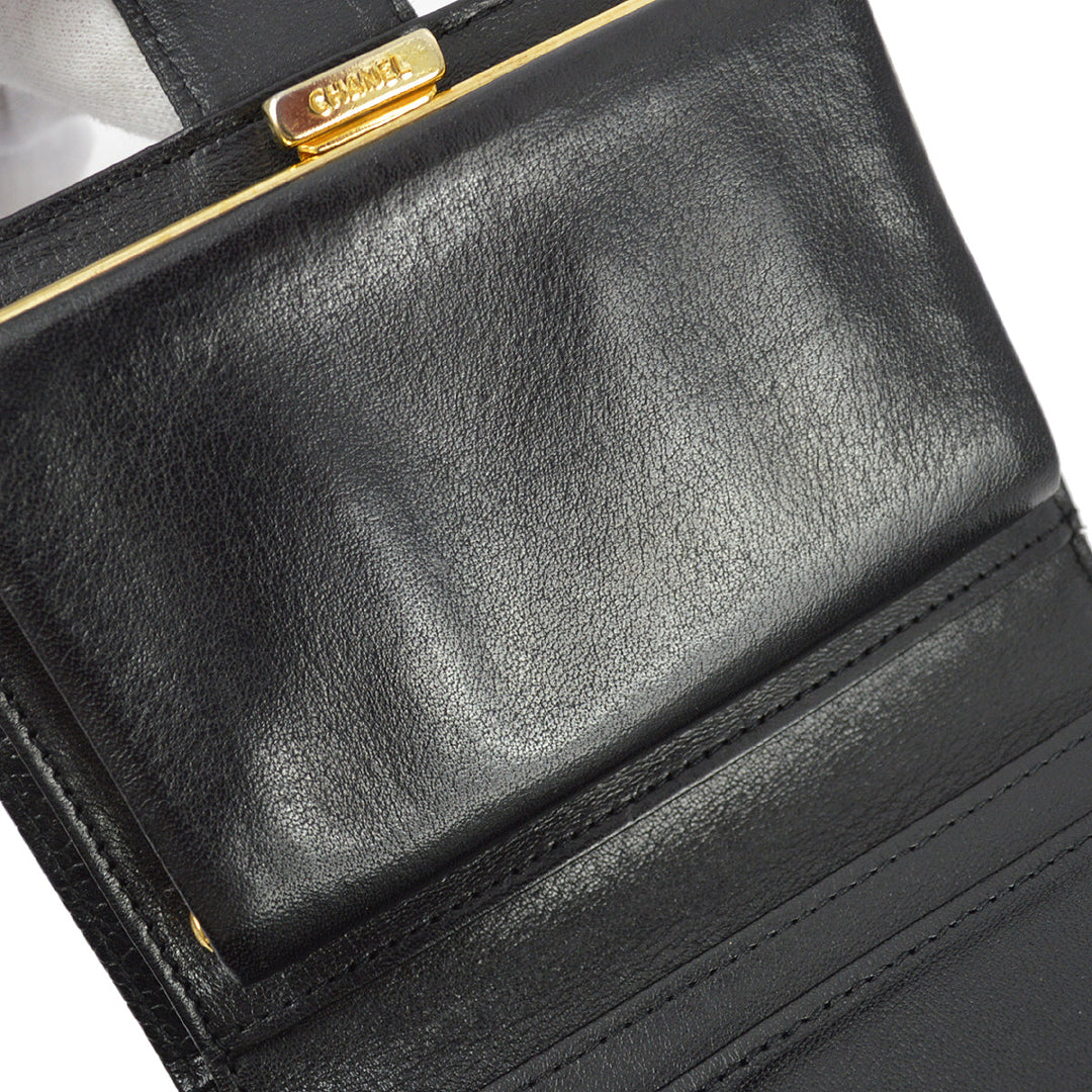Top Quality Chanel 1996-1997  Black Caviar Bifold Wallet Purse