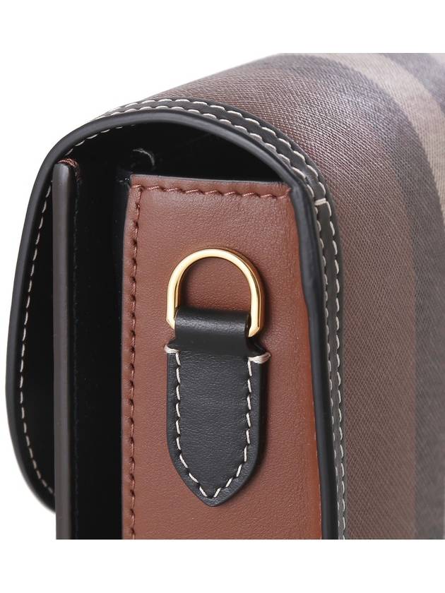 Burberry Elizabeth Check Leather Small Shoulder Bag Brown