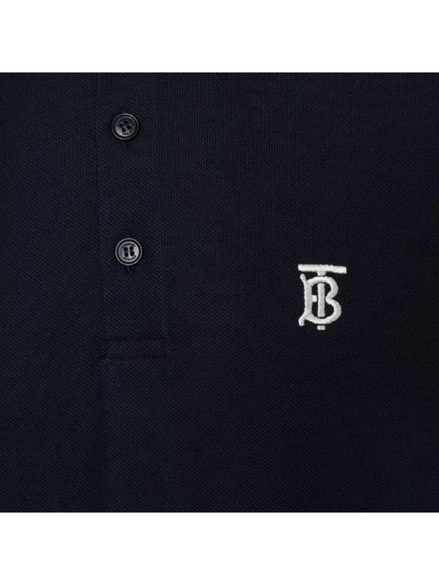 Burberry Icon Stripe Placket Cotton Pique Polo Shirt Navy
