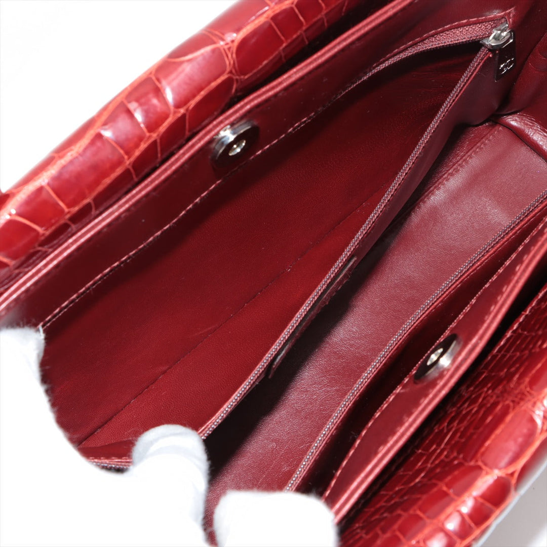 Top Quality Chanel Coco Crocodile Tote Bag Red Silver G  9th