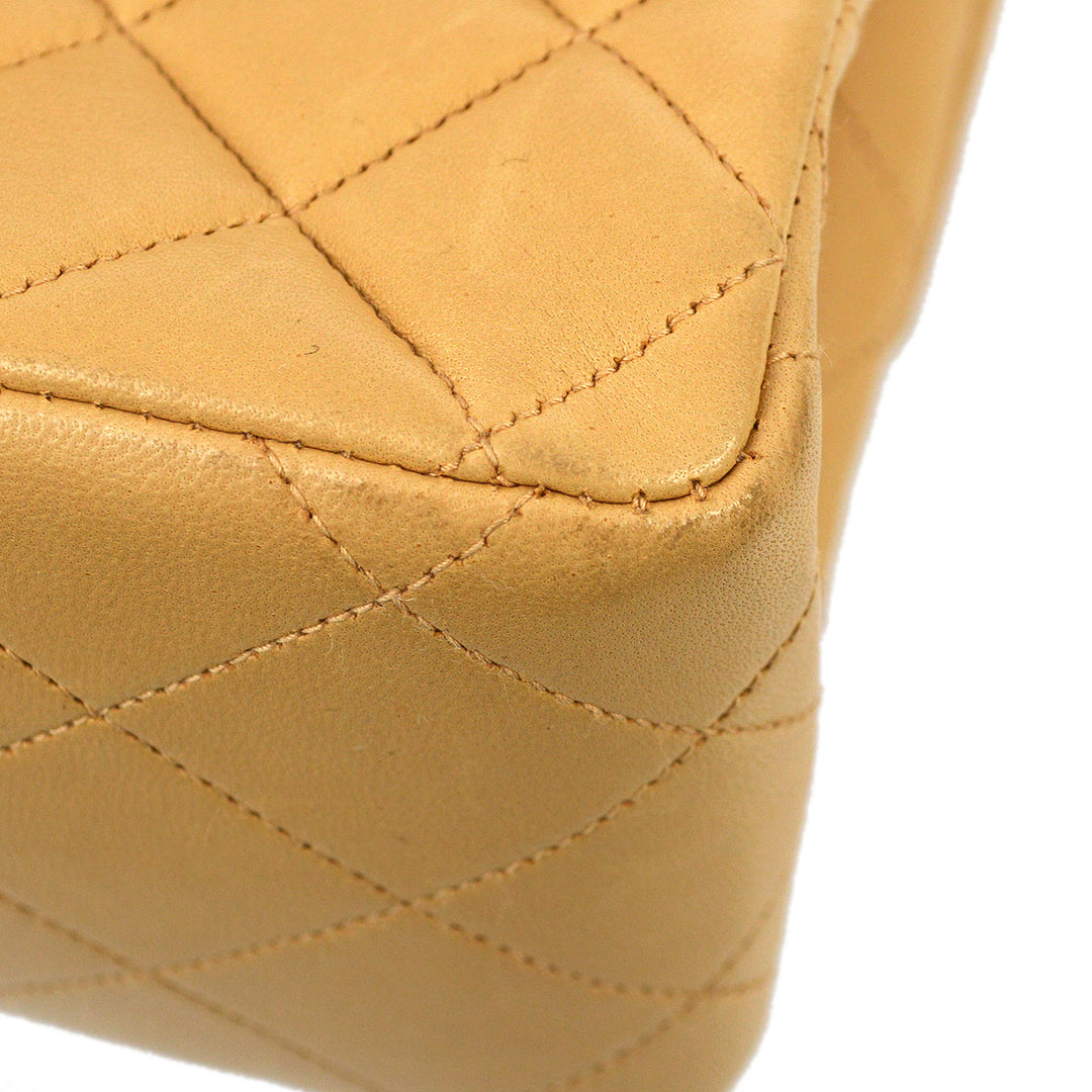 Top Quality Chanel Beige Lambskin Double Sided Classic Flap Shoulder Bag