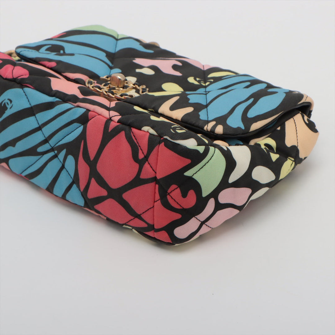 Top Quality Chanel 19 Canvas x Leather Chain Shoulder Bag Multicolor Gold x Silver Gold AS1160