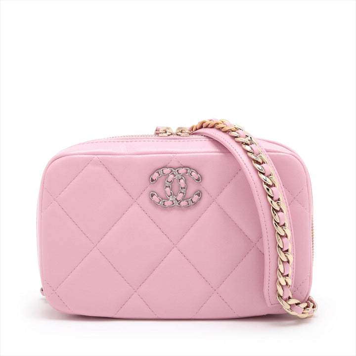 Top Quality Chanel 19  Chain Shoulder Bag Pink G x Silver Gold AP2728