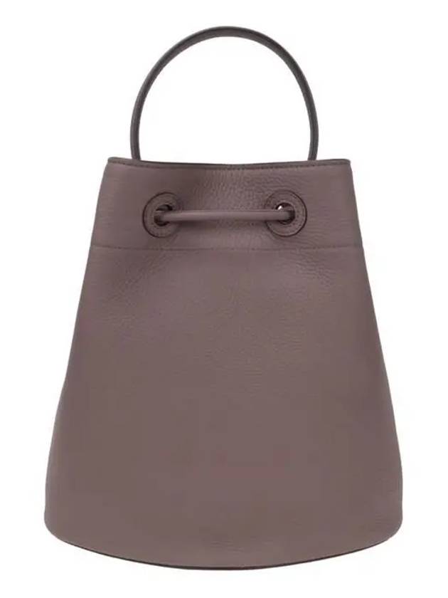Burberry WoMen's Grainy Leather Small TB Bucket Bag Light Saddle Brown