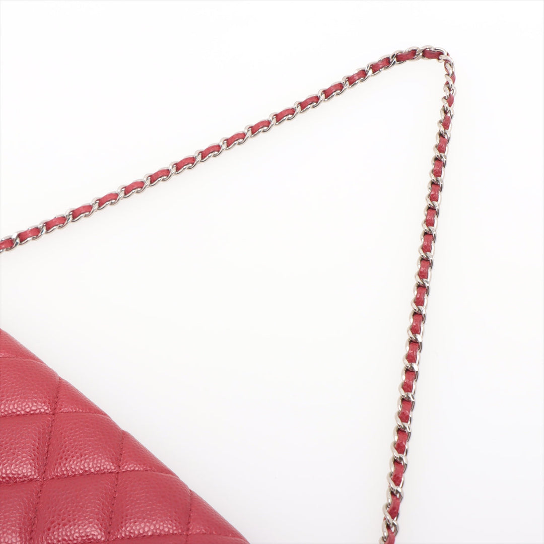 Top Quality Chanel Matrasse Caviar S Single Flap Single Chain Bag Red Silver  20th