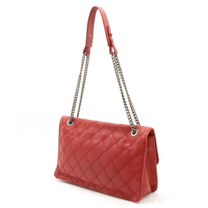 Top Quality Chanel Top Quality Chanel 2.55 Matrasse W Chain Bag Half-Sharp Handbag Semi-Sharp Leather Red Silver Gold  Blumin