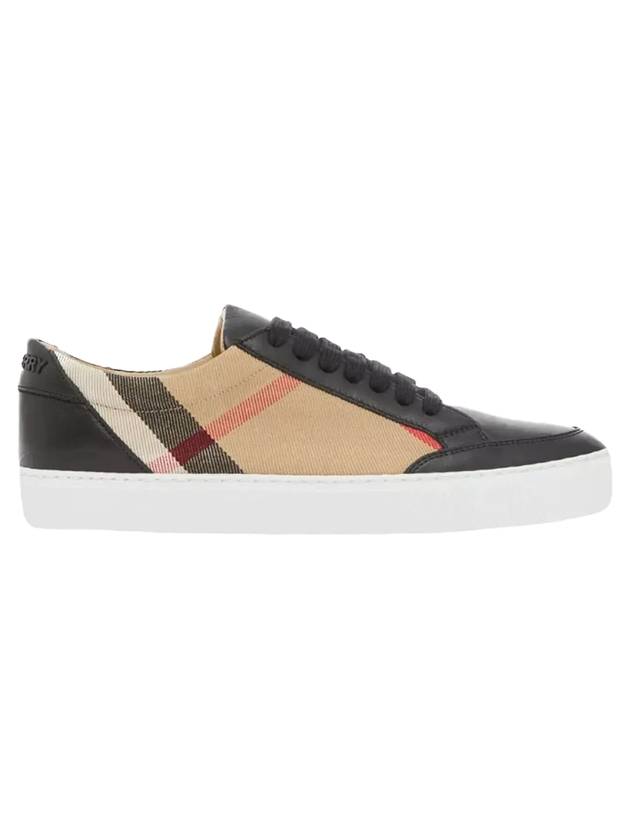 Burberry House Check Panel Leather Low Top Sneakers Black