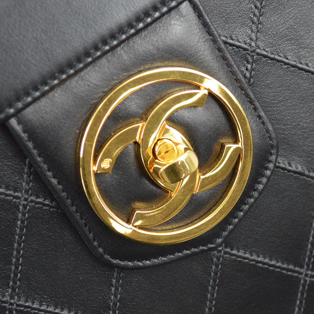 Top Quality Chanel 1994-1996 Black Lambskin Bicolore Vanity 2way Handbag