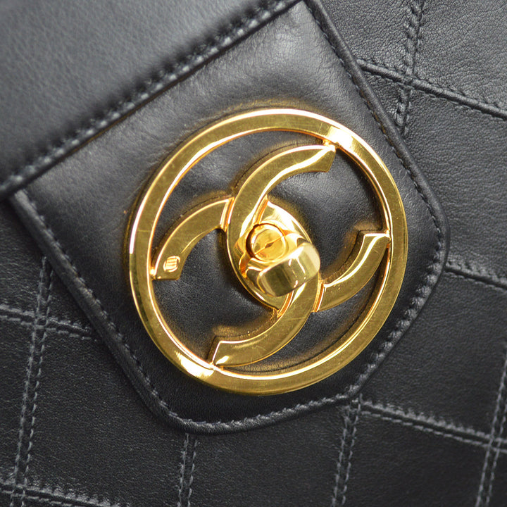 Top Quality Chanel 1994-1996 Black Lambskin Bicolore Vanity 2way Handbag