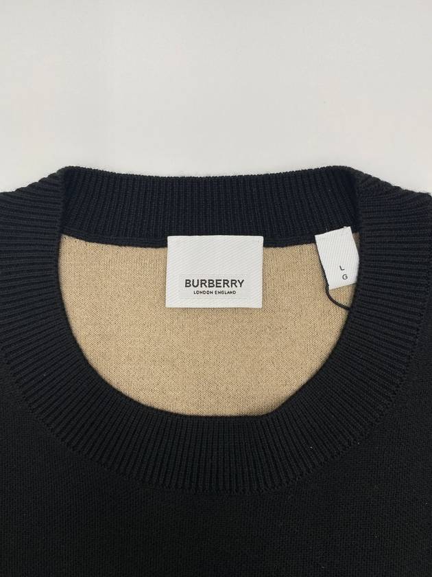 Burberry Horseferry Square Wool Blend Jacquard Knit Top Black
