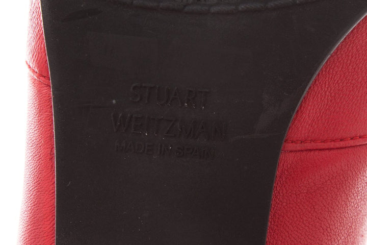 Stuart Weitzman Red Tall Leather Boots SZ 39
