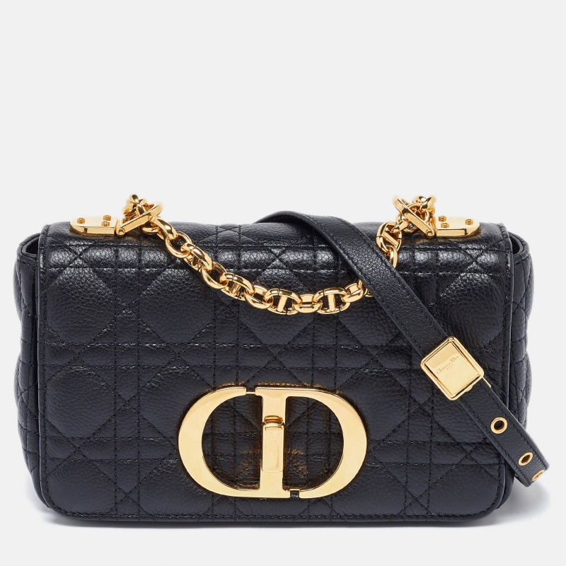 Top quality Dior Black Cannage Leather Small Caro Shoulder Bag
