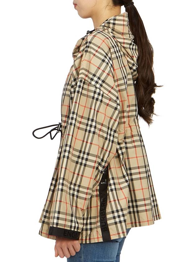 Burberry WoMen's Back-tone Check Zip-up Hooded Jacket Beige