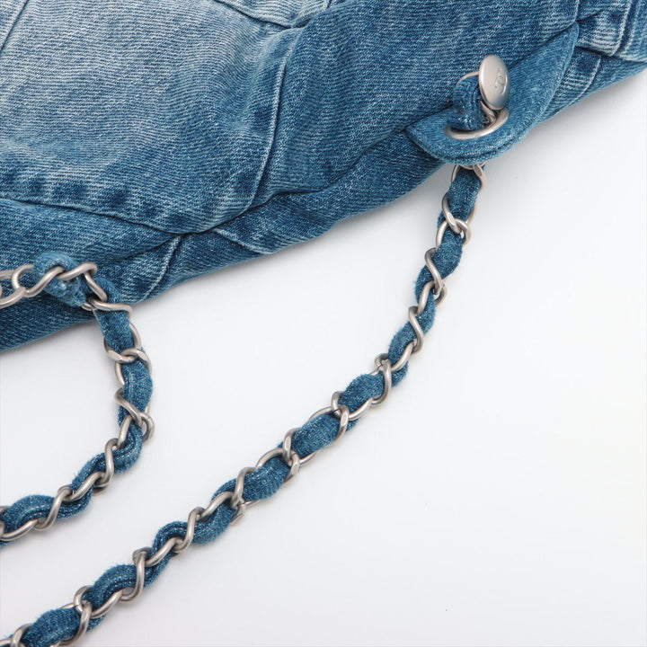 Top Quality Chanel 22 Backpack Denim Chainsaw Blue Silver  AS3859