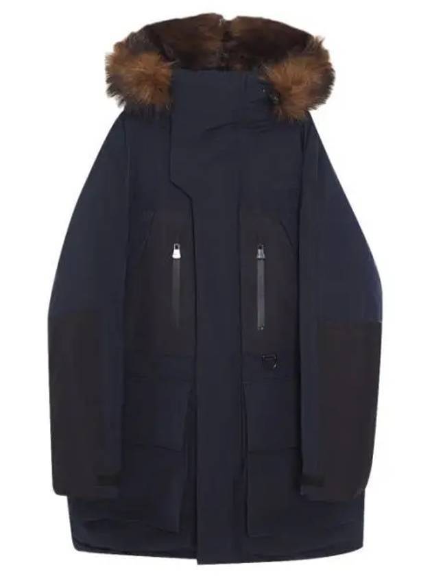 Burberry Faux Fur-Trimmed Oversized Parka Navy