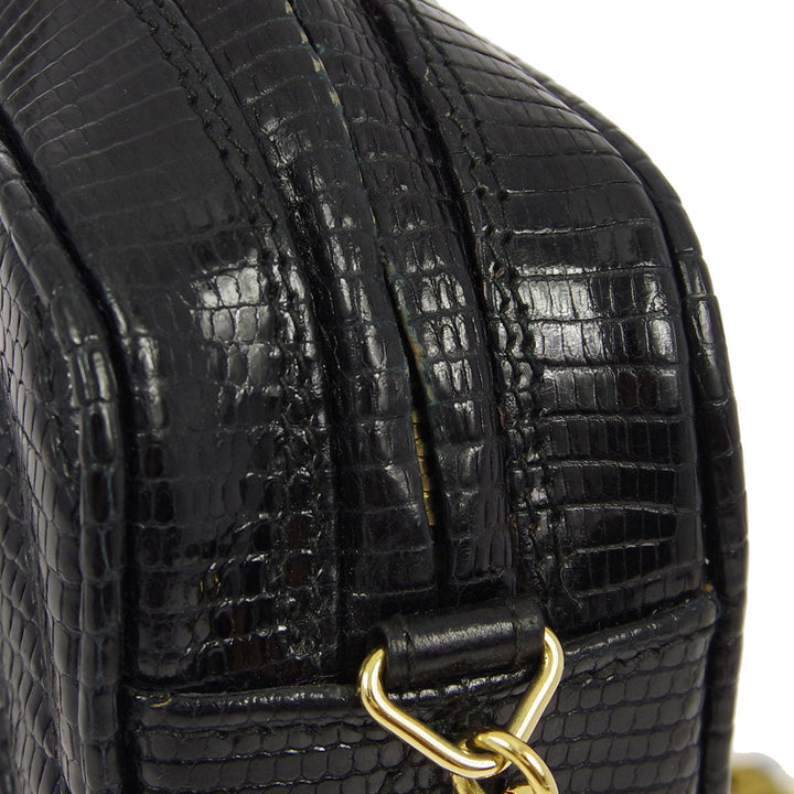 Top Quality Chanel * 1989-1991 Black Lizard Camera Bag Small Shoulder Bag