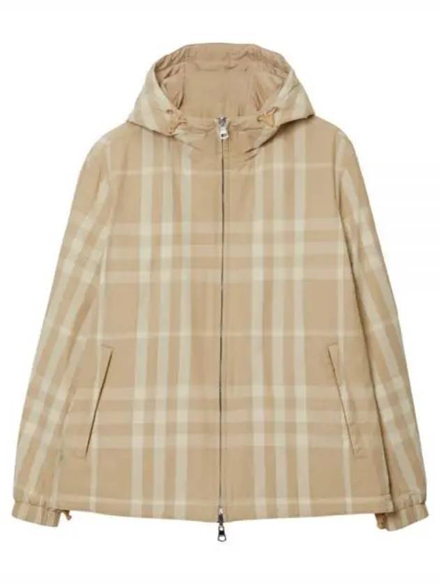 Burberry Check Nylon Reversible Hooded Jacket Soft Fawn