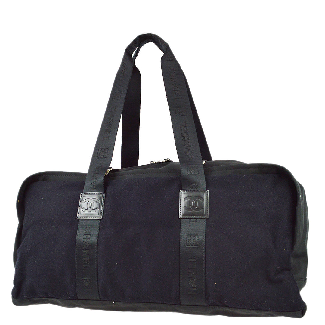 Top Quality Chanel Black Felt Sport Line Duffle Gym Bag