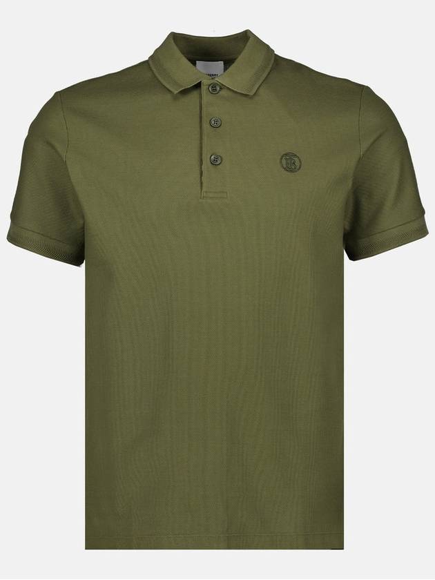 Burberry Logo Embroidery Cotton Polo Shirt Green
