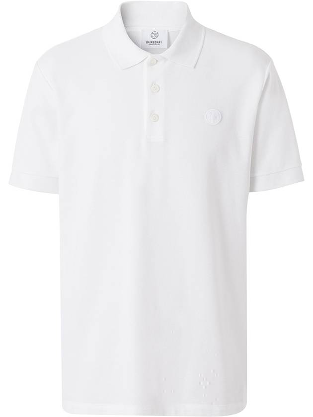 Burberry Monogram Embroidery Polo Shirt White