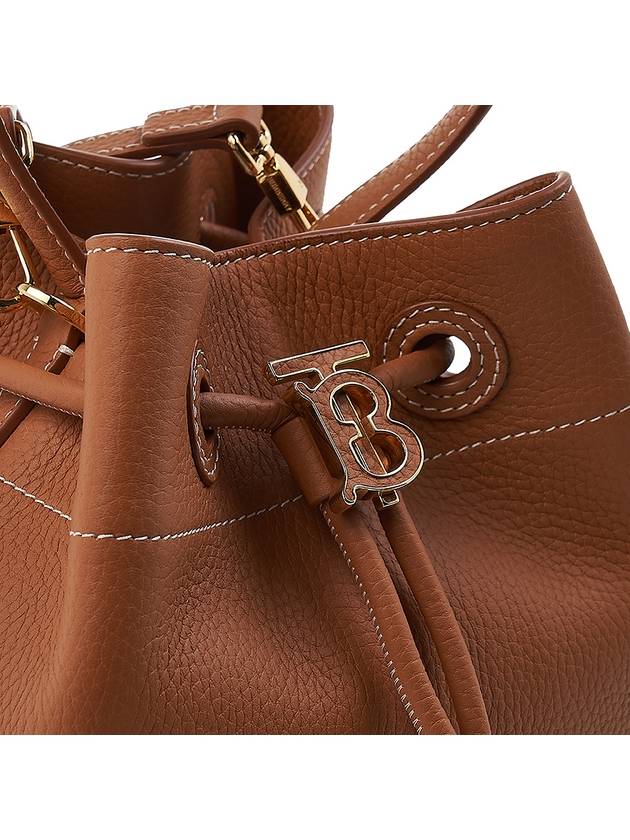 Burberry TB Logo Leather Small Bucket Bag Brown