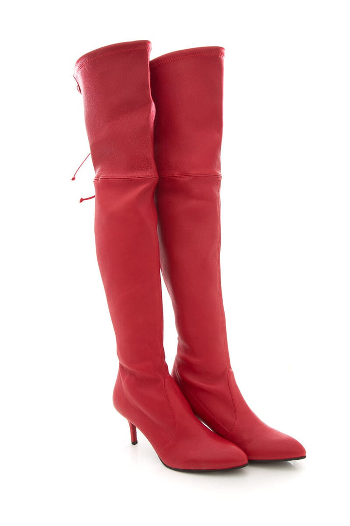 Stuart Weitzman Red Tall Leather Boots SZ 39