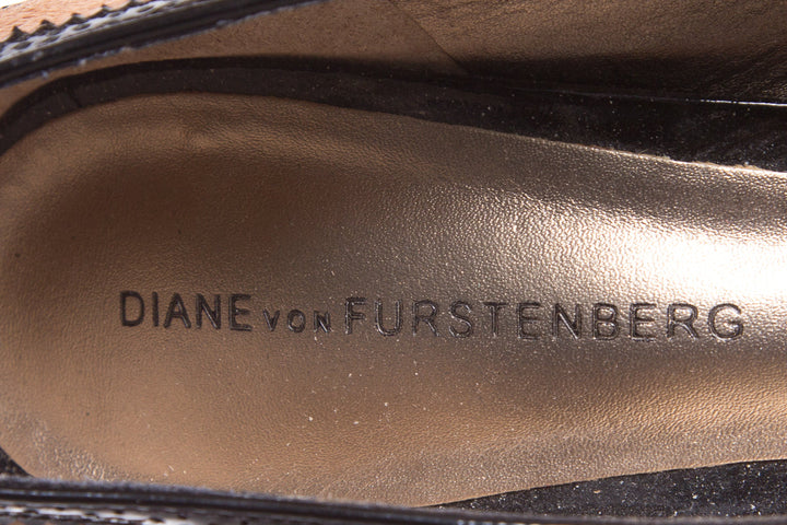Diane Von Furstenberg Tan/Black Pony Hair Heels SZ 9.5