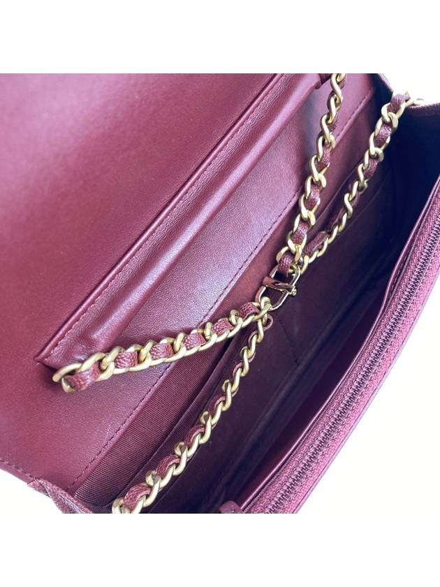 Caviar Boy gold logo woc mini bag cross burgundy Chanel