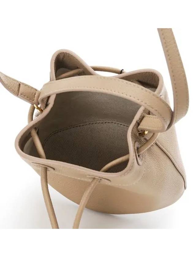 Burberry Logo Leather Mini Bucket Bag Beige