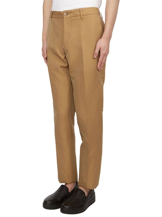 Burberry Wool Linen Tailored Straight Pants Camel