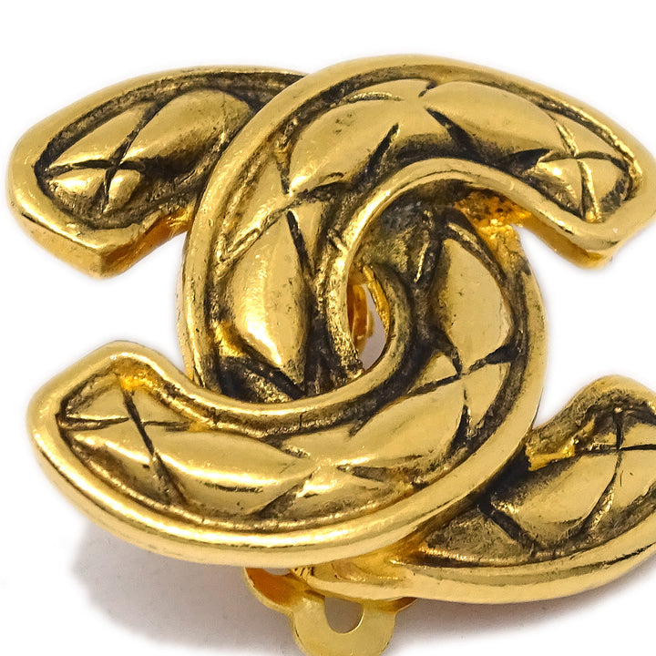 Top Quality Chanel CC Earrings Clip-On Gold 2433