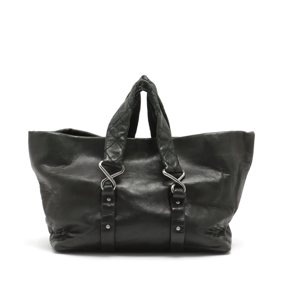 Top Quality Chanel 2.55 Leather Tote Bag Matrasse Black Silver Gold  11th