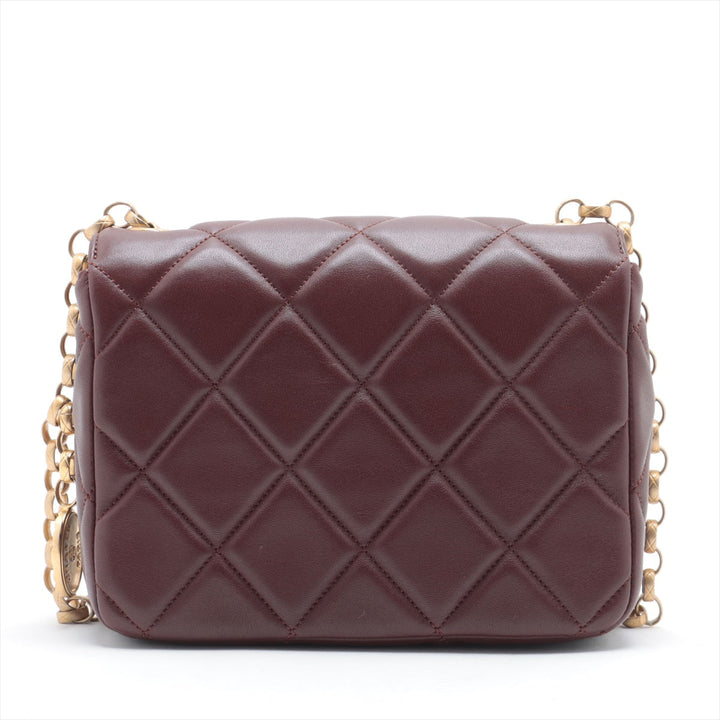 Top Quality Chanel Mini Lambskin  Single Chain Single Chain Bag Bordeaux Gold  IC Chip