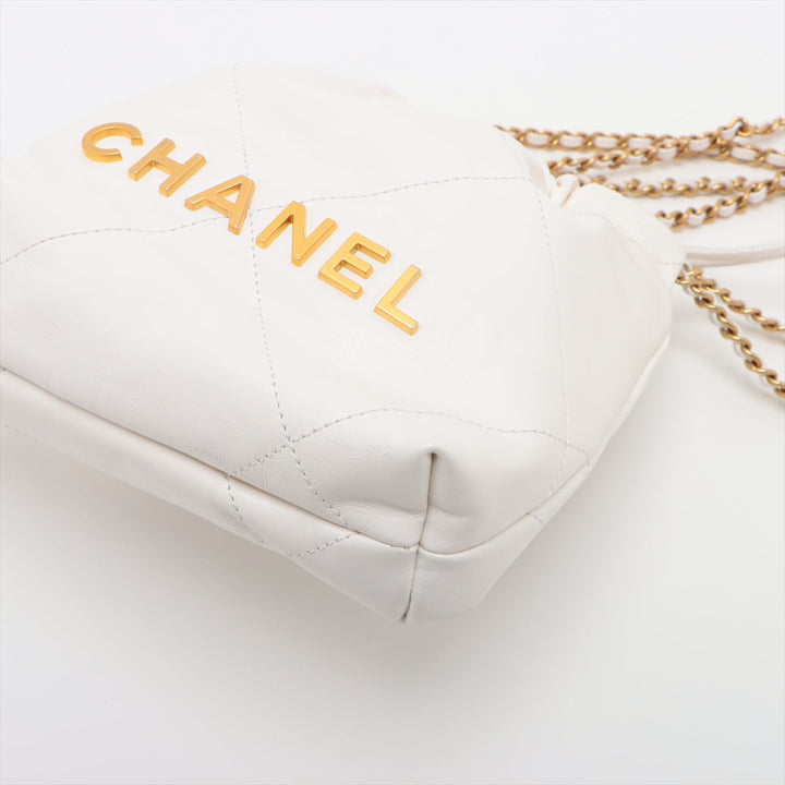 Top Quality Chanel 22 Mini Leather Chain Shoulder Bag White G  AS3980